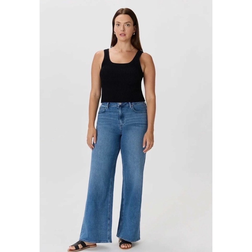 Quince Bella Stretch Wide-Leg Jeans (6) Womens Size 28x28 Frosted Blue High Rise